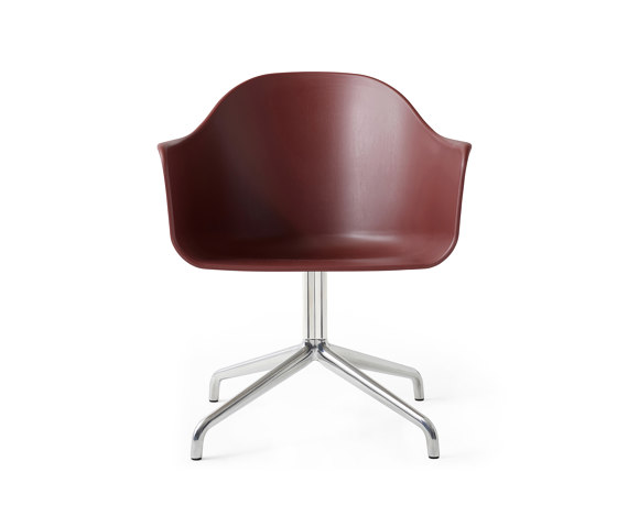Harbour Dining Chair, Star Base W.Swivel W. Return | Polished Aluminium, Burned Red Plastic | Sillas | Audo Copenhagen
