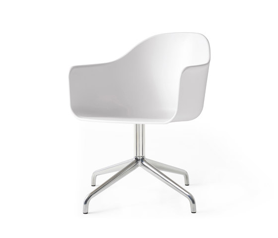 Harbour Dining Chair, Star Base W.Swivel W. Return | Polished Aluminium, White Plastic | Sillas | Audo Copenhagen