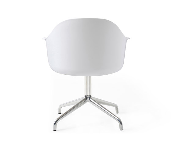 Harbour Dining Chair, Star Base W.Swivel W. Return | Polished Aluminium, White Plastic | Stühle | Audo Copenhagen