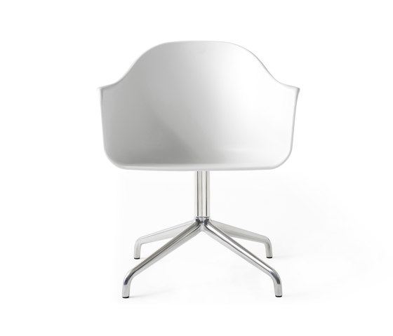 Harbour Dining Chair, Star Base W.Swivel W. Return | Polished Aluminium, White Plastic | Chaises | Audo Copenhagen