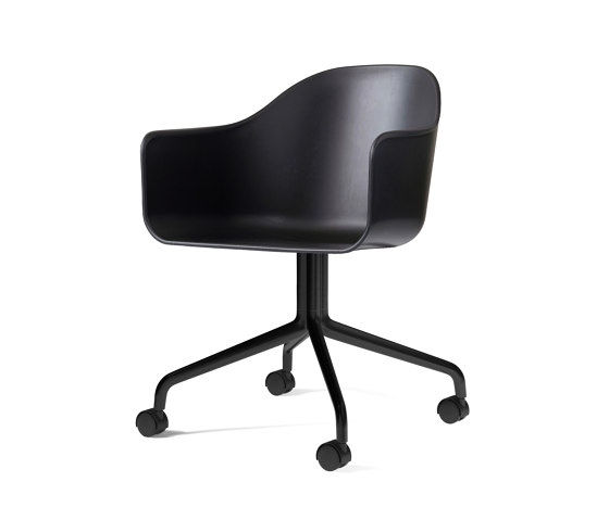 Harbour Dining Chair, Swivel Base W. Casters | Black Aluminium, Black Plastic | Chairs | Audo Copenhagen