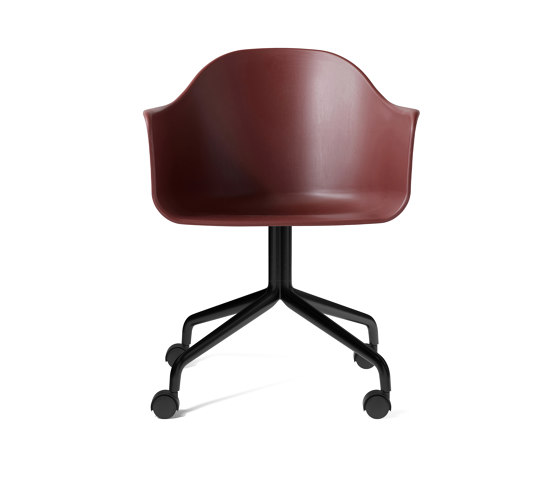 Harbour Dining Chair, Swivel Base W. Casters | Black Aluminium, Burned Red Plastic | Chairs | Audo Copenhagen
