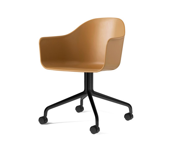 Harbour Dining Chair, Swivel Base W. Casters | Black Aluminium, Khaki Plastic | Sedie | Audo Copenhagen