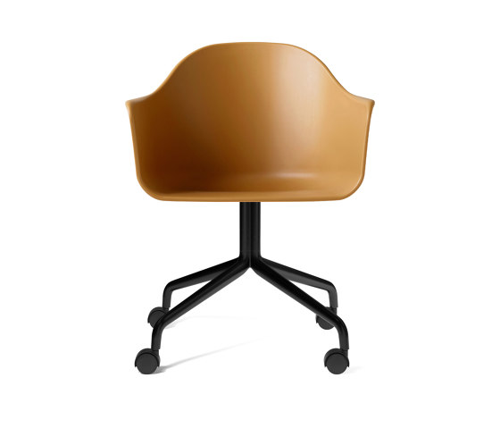 Harbour Dining Chair, Swivel Base W. Casters | Black Aluminium, Khaki Plastic | Sedie | Audo Copenhagen