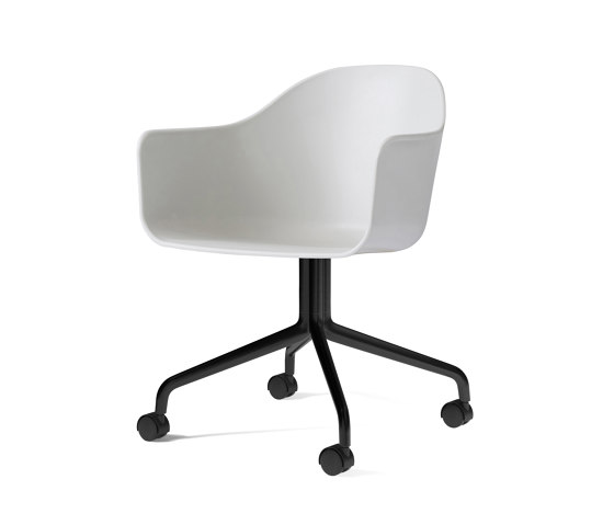 Harbour Dining Chair, Swivel Base W. Casters | Black Aluminium, Light Grey Plastic | Sillas | Audo Copenhagen