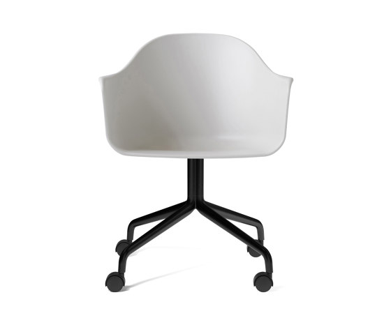 Harbour Dining Chair, Swivel Base W. Casters | Black Aluminium, Light Grey Plastic | Stühle | Audo Copenhagen