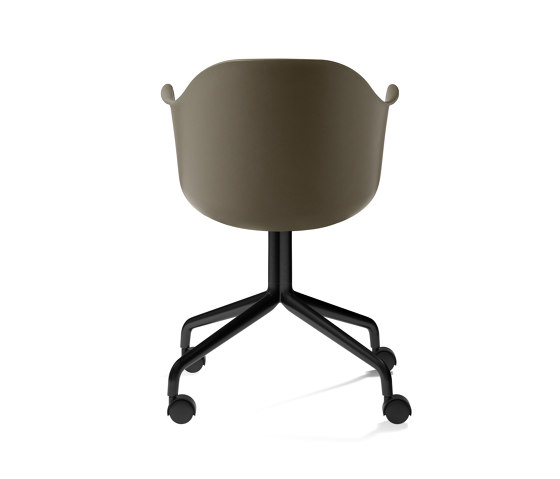 Harbour Dining Chair, Swivel Base W. Casters | Black Aluminium, Olive Plastic | Chairs | Audo Copenhagen