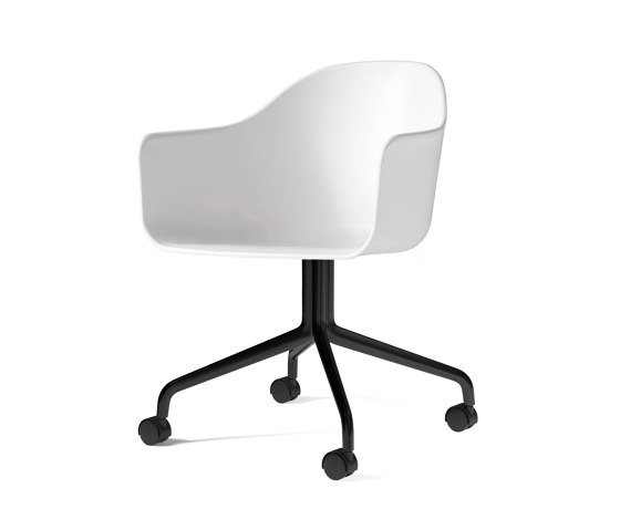 Harbour Dining Chair, Swivel Base W. Casters | Black Aluminium, White Plastic | Sillas | Audo Copenhagen