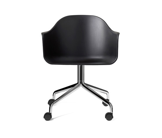 Harbour Dining Chair, Swivel Base W. Casters | Polished Aluminium, Black Plastic | Chairs | Audo Copenhagen