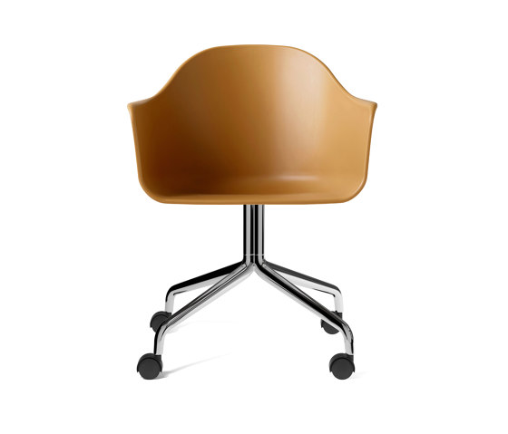 Harbour Dining Chair, Swivel Base W. Casters | Polished Aluminium, Khaki Plastic | Chaises | Audo Copenhagen