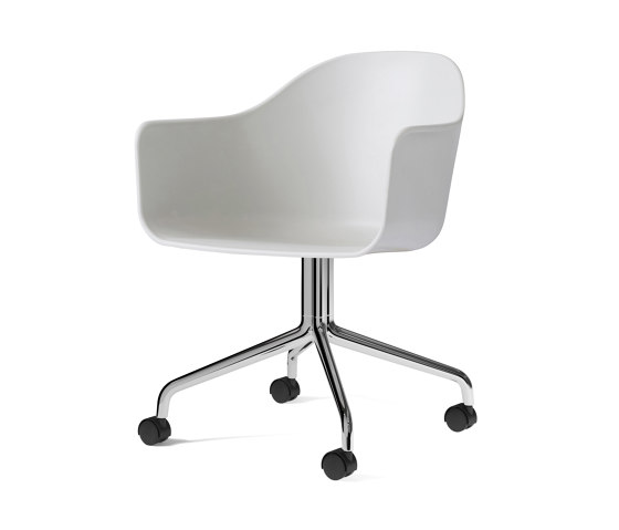 Harbour Dining Chair, Swivel Base W. Casters | Polished Aluminium, Light Grey Plastic | Chairs | Audo Copenhagen