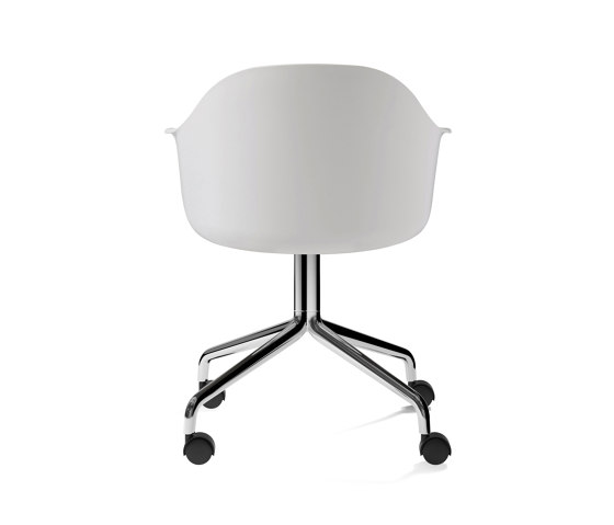 Harbour Dining Chair, Swivel Base W. Casters | Polished Aluminium, Light Grey Plastic | Chaises | Audo Copenhagen
