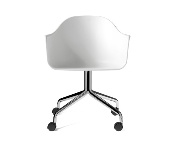 Harbour Dining Chair, Swivel Base W. Casters | Polished Aluminium, White Plastic | Chaises | Audo Copenhagen