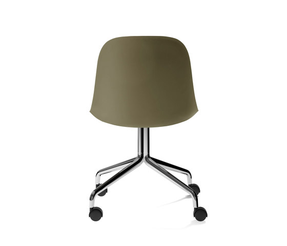 Harbour Side Dining Chair, Star Base W. Casters | Polished Aluminium, Olive Plastic | Stühle | Audo Copenhagen