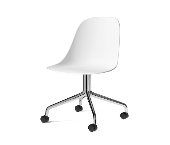 Harbour Side Dining Chair, Star Base W. Casters | Polished Aluminium, White Plastic | Stühle | Audo Copenhagen