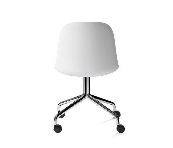 Harbour Side Dining Chair, Star Base W. Casters | Polished Aluminium, White Plastic | Sillas | Audo Copenhagen