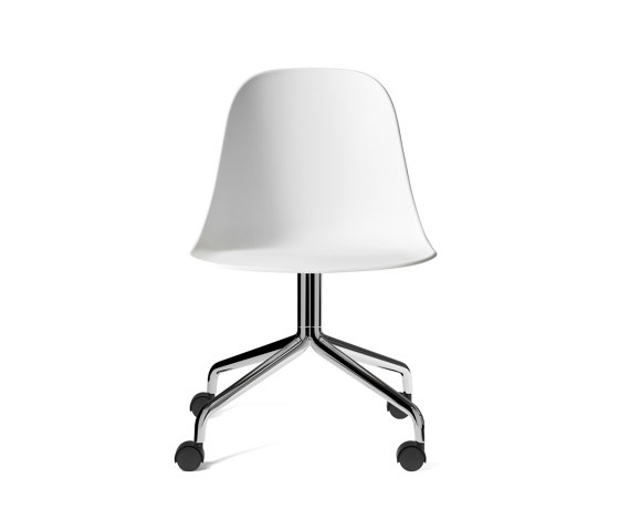 Harbour Side Dining Chair, Star Base W. Casters | Polished Aluminium, White Plastic | Sillas | Audo Copenhagen