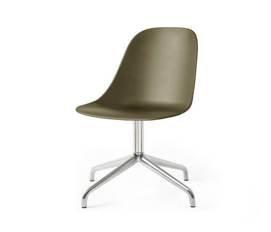 Harbour Side Dining Chair, Star Base W.Swivel | Polished Aluminium, Olive Plastic | Chairs | Audo Copenhagen