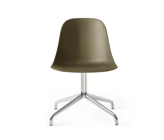 Harbour Side Dining Chair, Star Base W.Swivel | Polished Aluminium, Olive Plastic | Sillas | Audo Copenhagen