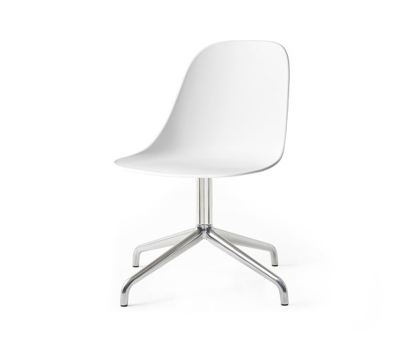 Harbour Side Dining Chair, Star Base W.Swivel | Polished Aluminium, White Plastic | Chairs | Audo Copenhagen