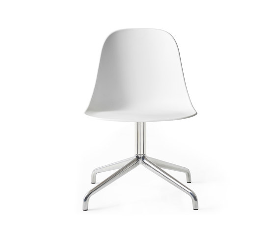 Harbour Side Dining Chair, Star Base W.Swivel | Polished Aluminium, White Plastic | Sedie | Audo Copenhagen