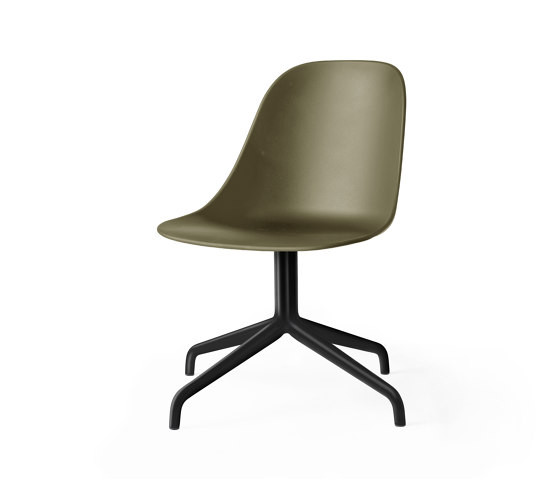 Harbour Side Dining Chair, Star Base W.Swivel W. Return | Black Aluminium, Olive Plastic | Chairs | Audo Copenhagen