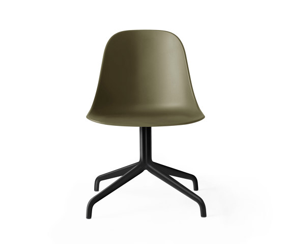 Harbour Side Dining Chair, Star Base W.Swivel W. Return | Black Aluminium, Olive Plastic | Chaises | Audo Copenhagen