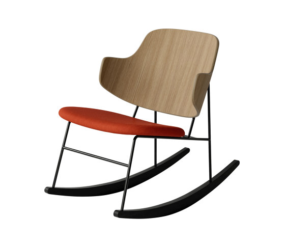 The Penguin Rocking Chair, Black Steel | Natural Oak / Solid Black Ash Rocker / Hallingdal 600 | Fauteuils | Audo Copenhagen