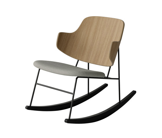 The Penguin Rocking Chair, Black Steel | Natural Oak / Solid Black Ash Rocker / Re-Wool 218 | Fauteuils | Audo Copenhagen