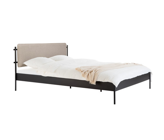 Eton Basic Bed with Headboard Sand Beige | Vulcano Black | Letti | noo.ma