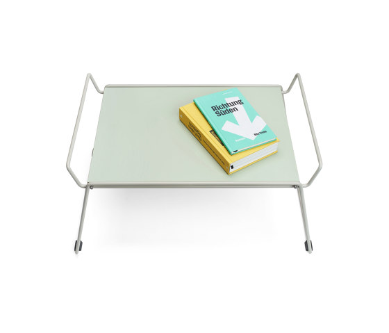 Bloch | Tray and Table, pebble grey RAL 7032 / mint | Plateaux | Magazin®