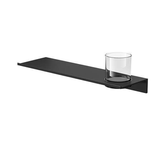 Leev | Badezimmerablage 40 cm Schwarz mit Glas | Ablagen / Ablagenhalter | Geesa