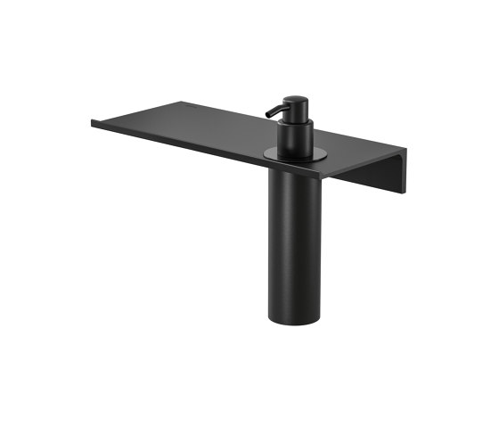 Leev | Bathroom shelf 40 cm with soap dispenser 200 ml Black | Bath shelves | Geesa