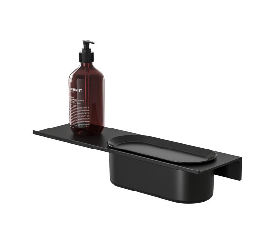Leev | Bathroom shelf 40 cm with shower basket 23 cm Black | Bath shelves | Geesa