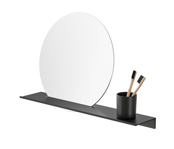 Leev | Étagère de salle de bains 60 cm avec miroir Noir | Tablettes / Supports tablettes | Geesa