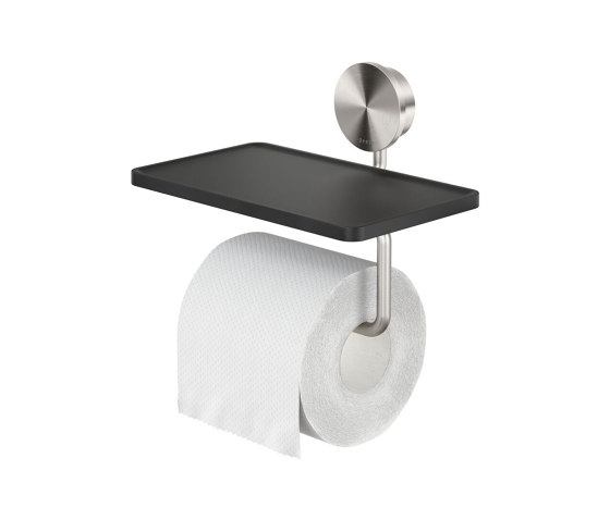 Opal Brushed stainless steel | Toilet roll holder with shelf Brushed stainless steel | Paper roll holders | Geesa