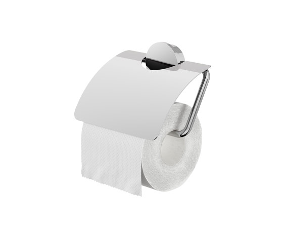 Opal Chrome | Toilet roll holder with cover Chrome | Paper roll holders | Geesa