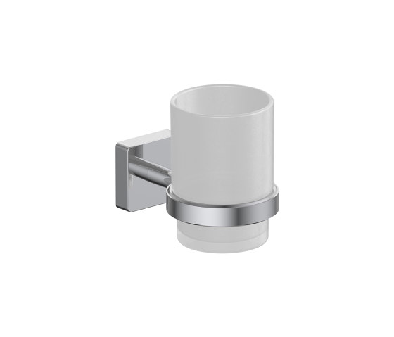 Forum quadra Wall-mounted tumbler holder with satined glass tumbler | Toothbrush holders | Inda