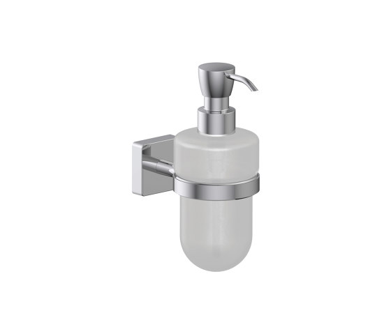Forum quadra Wall-mounted soap dispenser with satined glass container and chrome-plated brass pump | Soap dispensers | Inda