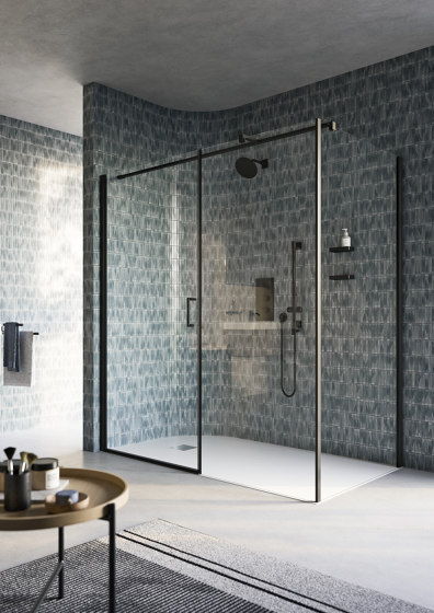 Claire Design Puerta batiente derecha sobre elemento fijo para nicho | Mamparas para duchas | Inda