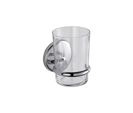 Colorella Glashalter mit transparentem extraklar Glasbecher, Wandmodell | Zahnbürstenhalter | Inda