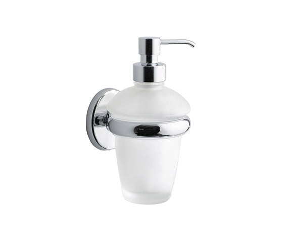 Colorella Wall-mounted soap dispenser with satined glass container and chrome-plated brass pump | Soap dispensers | Inda