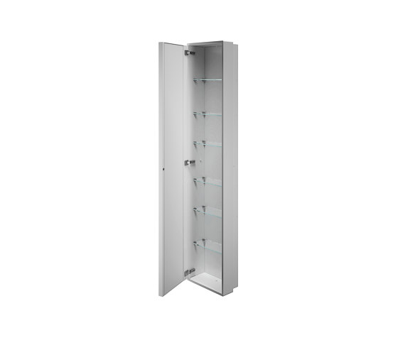 My secret Half built-in modul with glass shelves, pivot door with internal mirror | Mirror cabinets | Inda