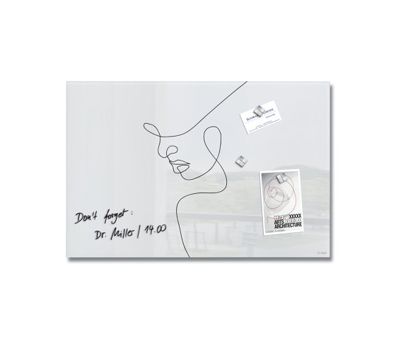 Pizarra de cristal magnética Artverum, diseño Line Art, 60 x 40 cm | Pizarras / Pizarras de caballete | Sigel