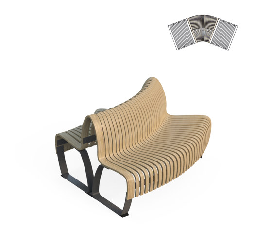 Nova C Double Back Elevation 45° | Benches | Green Furniture Concept