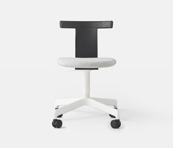 Jiro Swivel Chair Black - White Base with Casters - Upholstered | Sillas | Resident