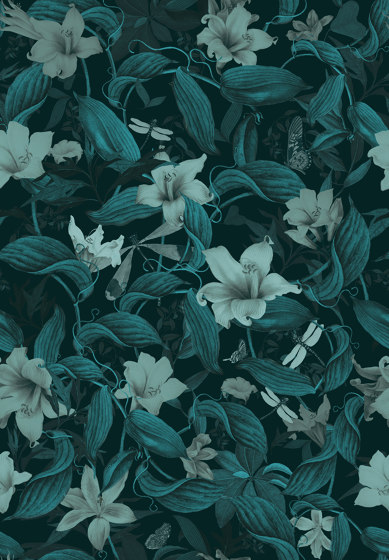 Fleur De Lis Velvet Blue | Wall coverings / wallpapers | Agena