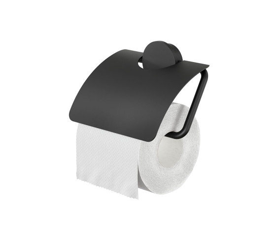 Opal Black | Toilet Roll Holder With Cover Black | Paper roll holders | Geesa
