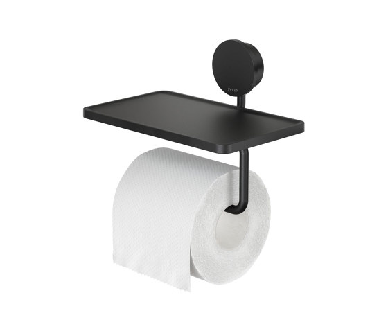 Opal Black | Toilet Roll Holder With Shelf Black | Paper roll holders | Geesa