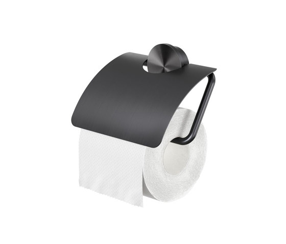 Opal Brushed Metal Black | Toilettenpapierhalter Mit Deckel Schwarz Metall Gebürstet | Toilettenpapierhalter | Geesa